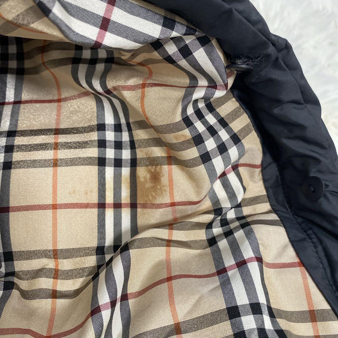 バーバリーブルーレーベル フード付きダウンジャケット ノバチェック 短丈 黒