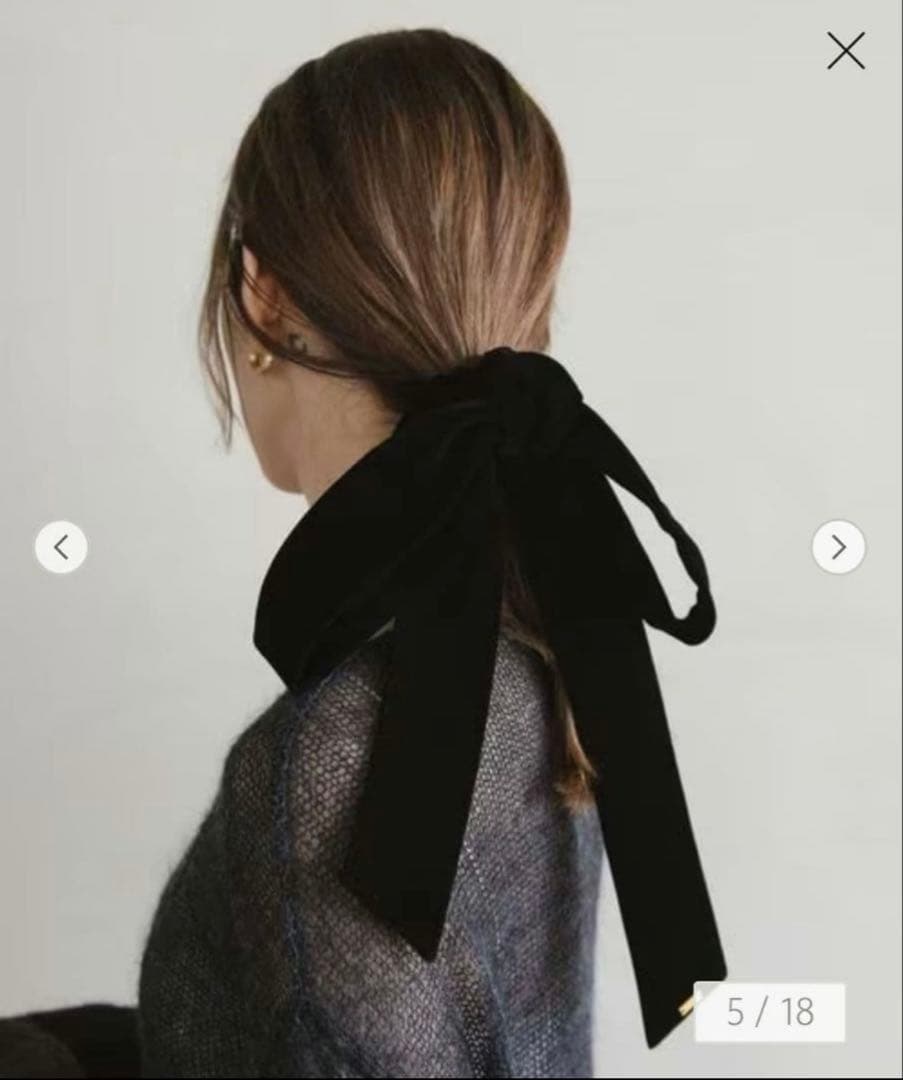 LETICIA リボンベルベットシュシュ　ブラック