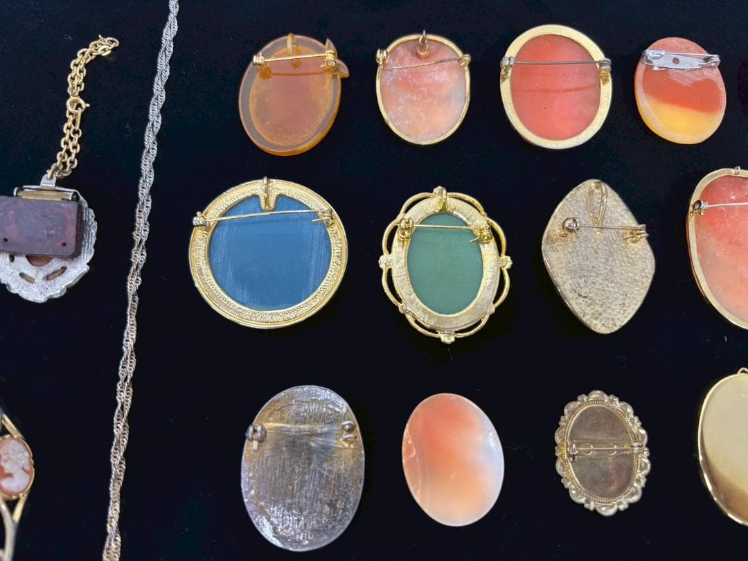 10-27-3 カメオ まとめ セット シェル メノウ ブローチ ネックレス