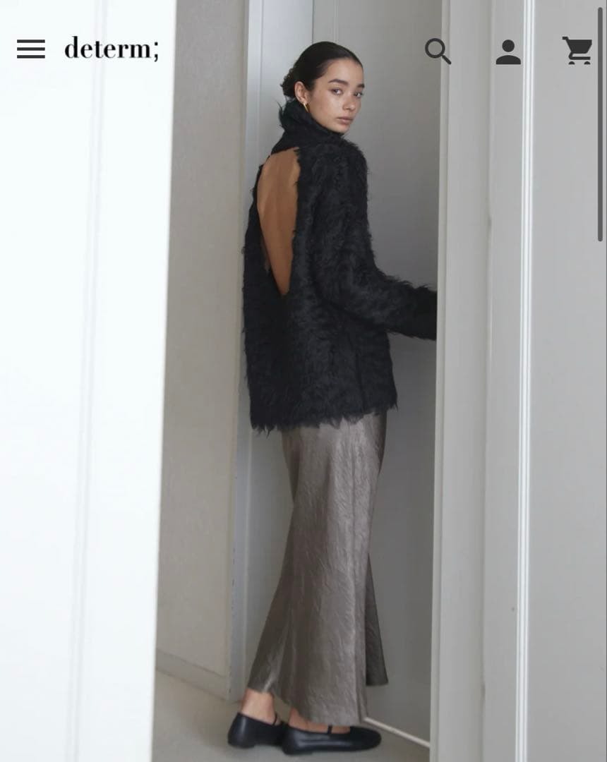 トップス determ Open-Back Shaggy Turtleneck Knit