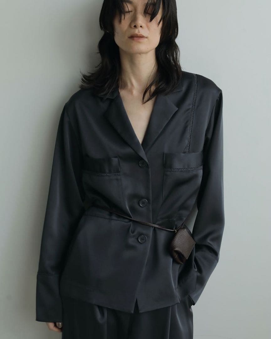 anuke Satin Tailored Shirts ネイビー