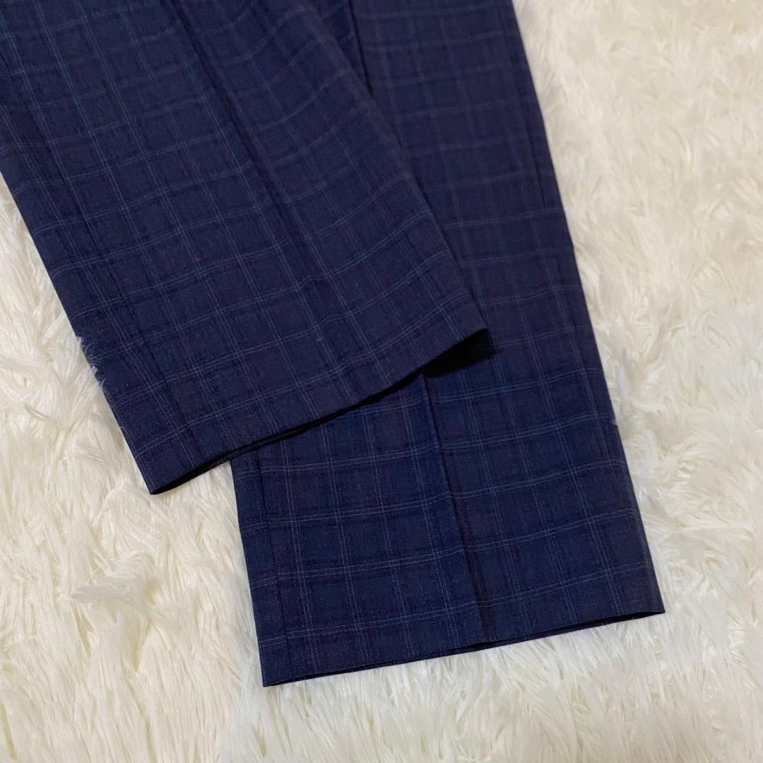 【美品】HILTON パンツスーツ ネイビー チェック ツーパンツ