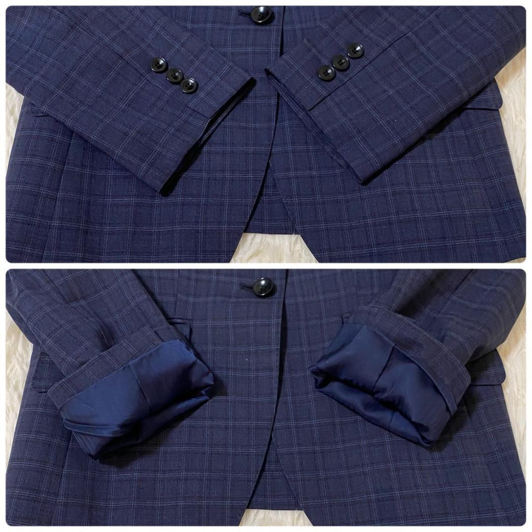 【美品】HILTON パンツスーツ ネイビー チェック ツーパンツ