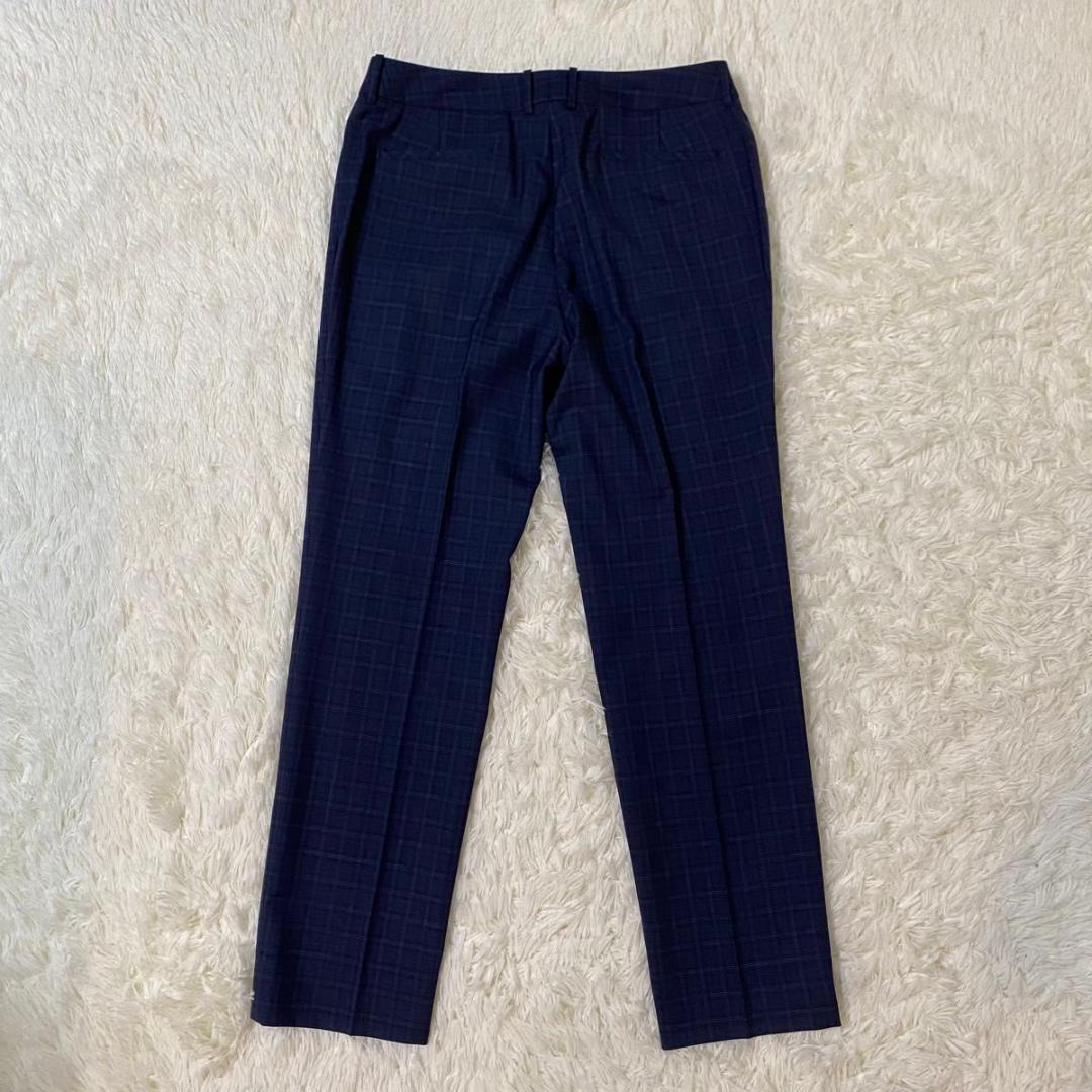 【美品】HILTON パンツスーツ ネイビー チェック ツーパンツ