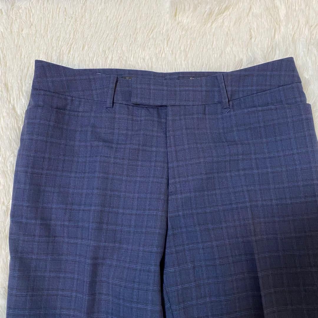 【美品】HILTON パンツスーツ ネイビー チェック ツーパンツ