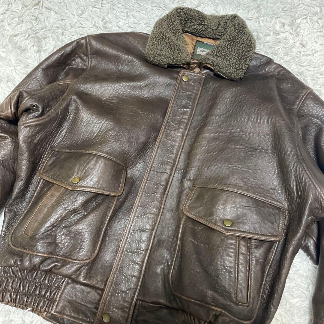 超希少✨90s OLD UNIQLO レザージャケット G1 2way ボアXL