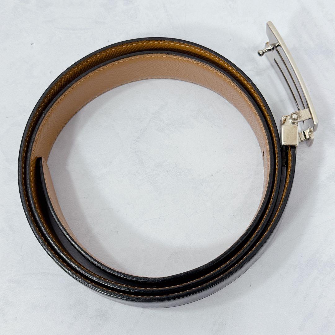 BVLGARI ブルガリ ベルト サフィアーノレザー　シルバーバックルロゴ 美品