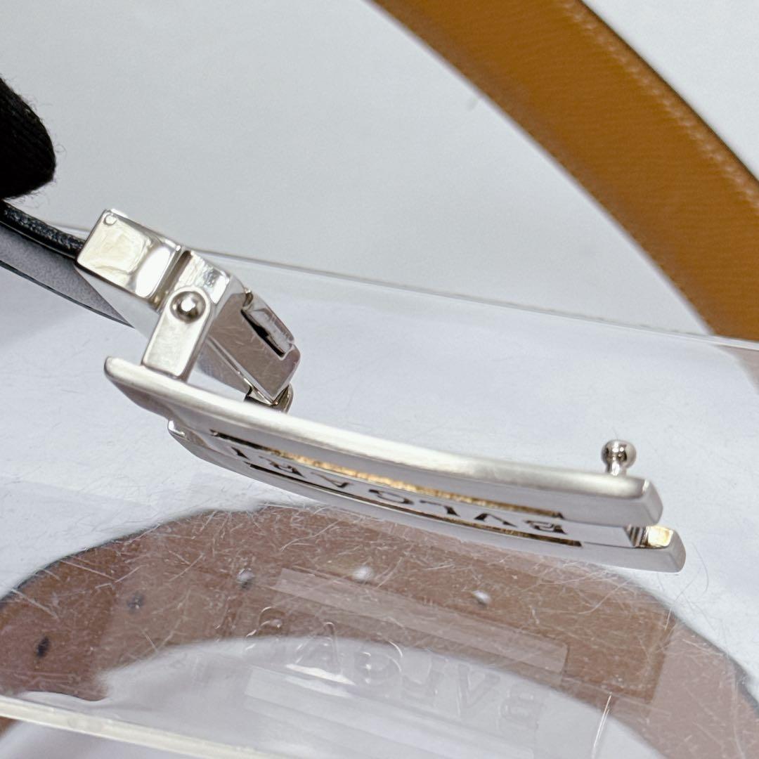 BVLGARI ブルガリ ベルト サフィアーノレザー　シルバーバックルロゴ 美品