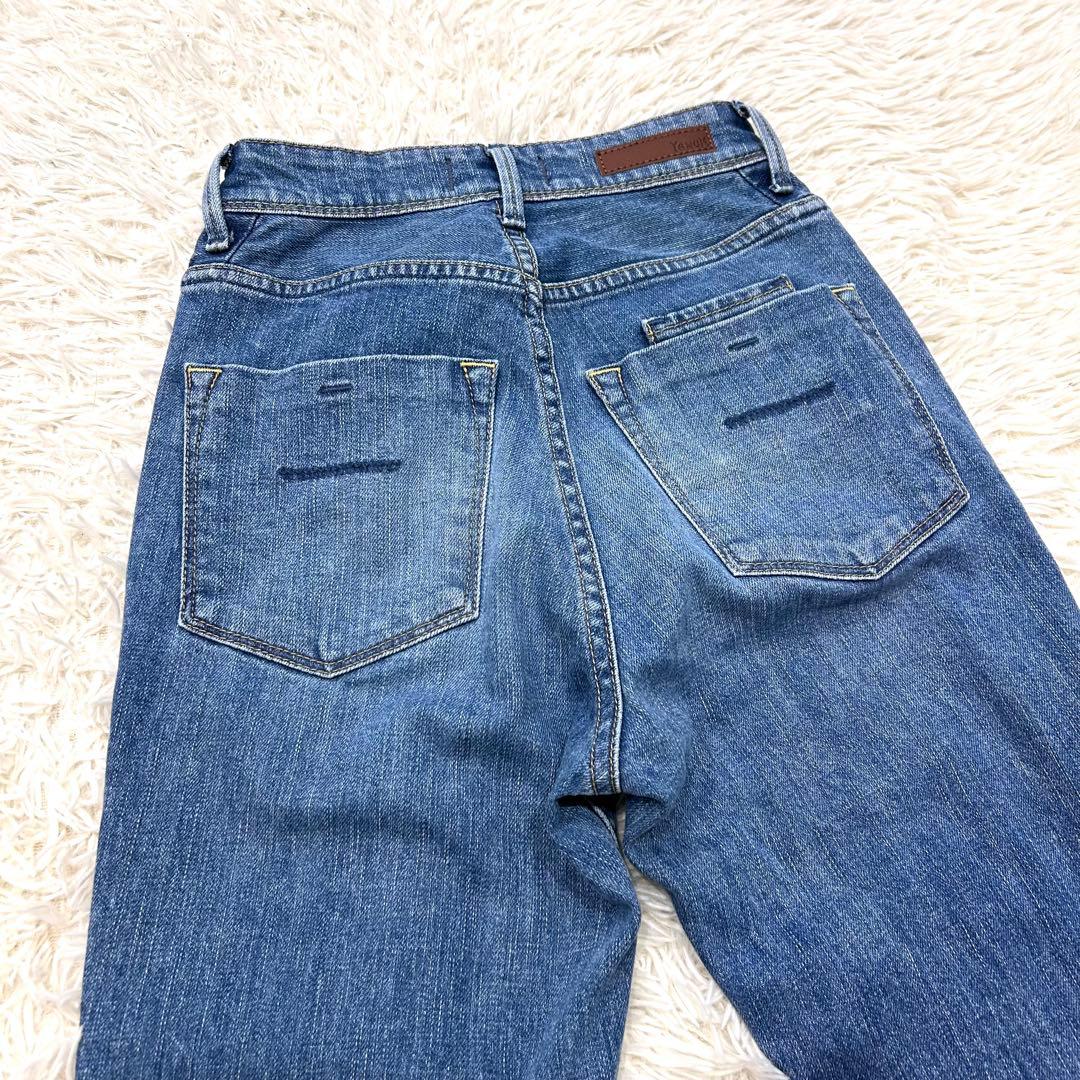 美品✨YANUK ヤヌーク セミフレアデニムパンツ ハイウエスト カットオフ