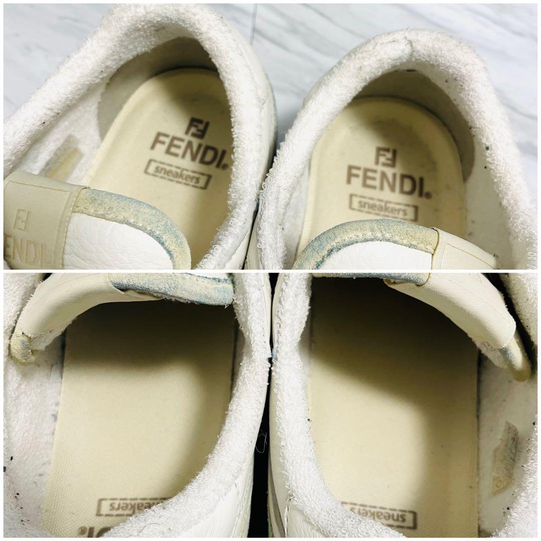 現行 美品⭐️FENDI マッチ FFロゴ ホワイトスエード ロートップ メンズ