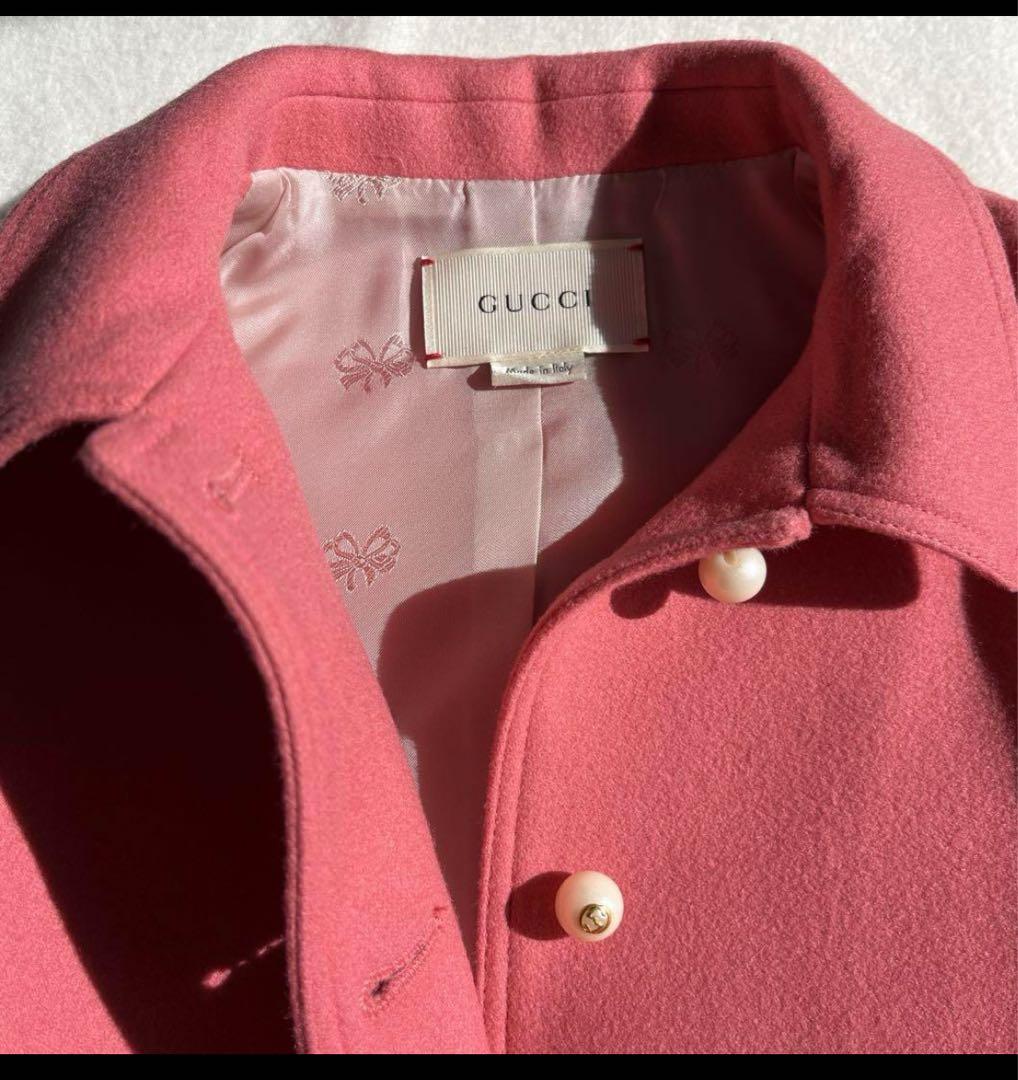 定価10万 グッチ メルトン コート GGパール　サイズ6 ピンク　110㎝