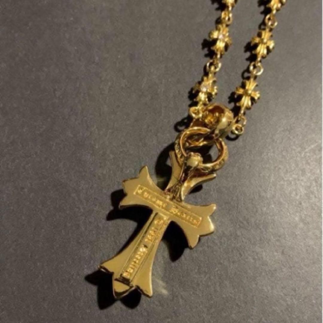 22k ダイヤ　タイニークロスチェーン　ネックレス　50㎝