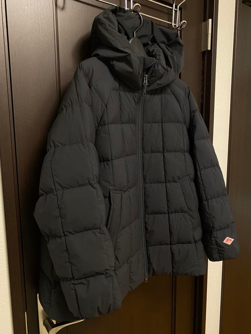 DANTON スクエアステッチAラインフード付きダウンジャケット S サイズ