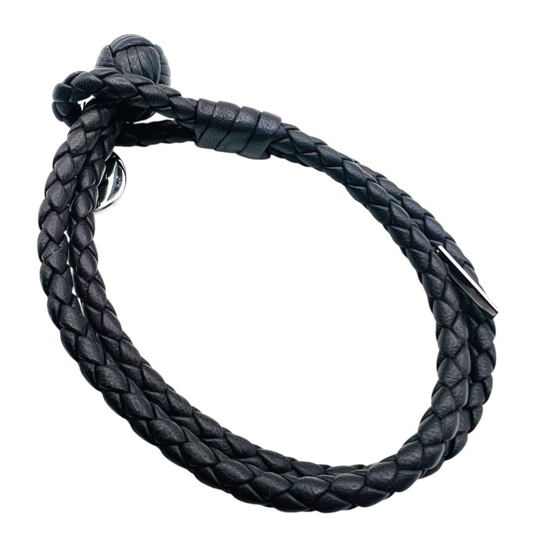 美品　ボッテガヴェネタ　イントレチャート　レザー　ダブルコード　ブレスレット