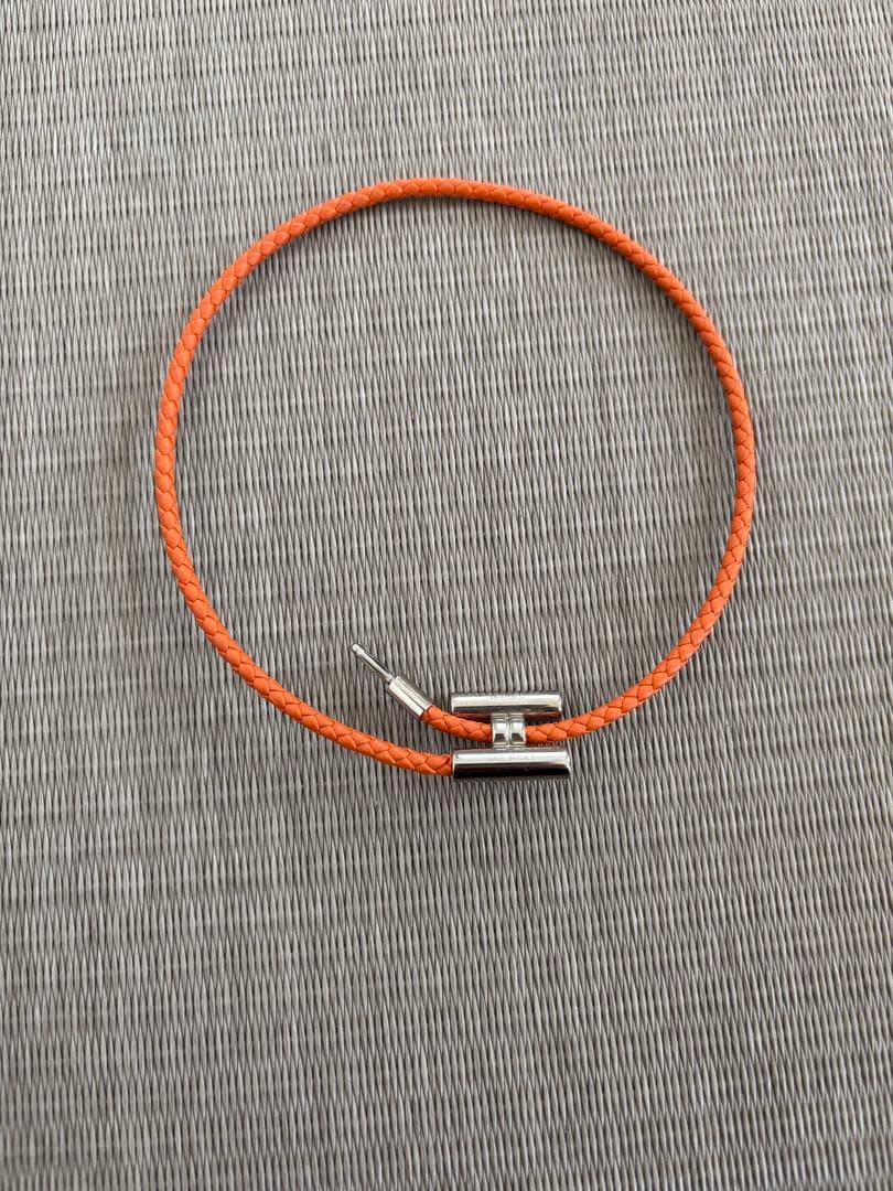 エルメス レザー ブレスレット トゥルニ トレッセ オレンジ