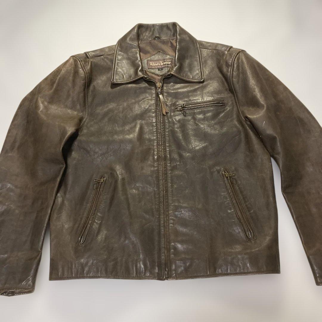 【激シブ】✨ ウインドアーマー レザージャケット 牛革 シングルライダース L