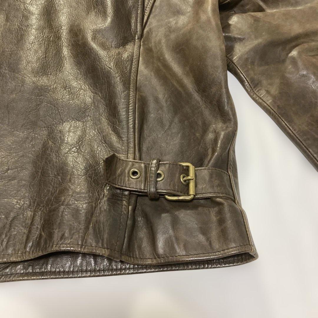 【激シブ】✨ ウインドアーマー レザージャケット 牛革 シングルライダース L