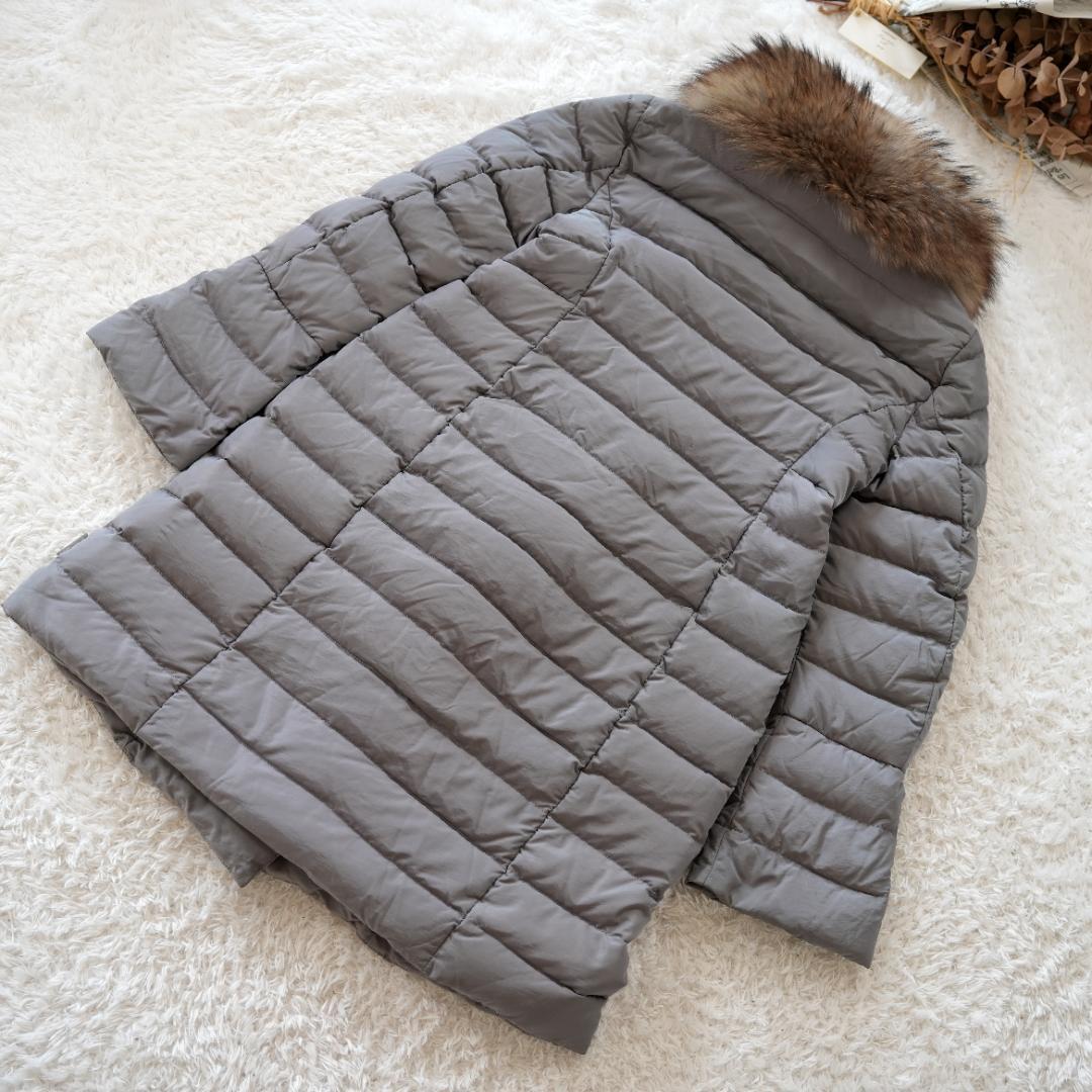 【美品】MONCLER　モンクレール　ファー付ダウンコート　グレー　Mサイズ