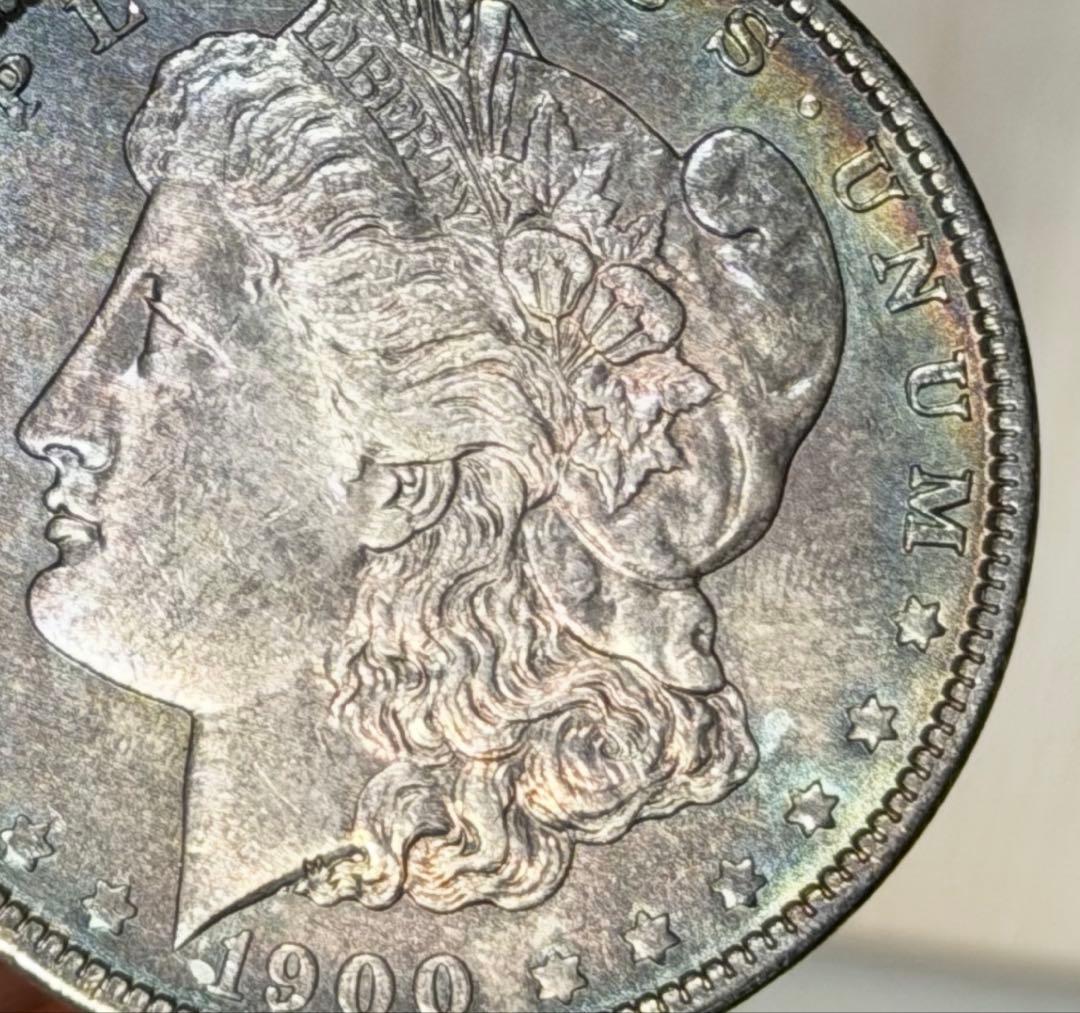 1900 (p) モルガンダラー　1ドル銀貨　レインボートーン