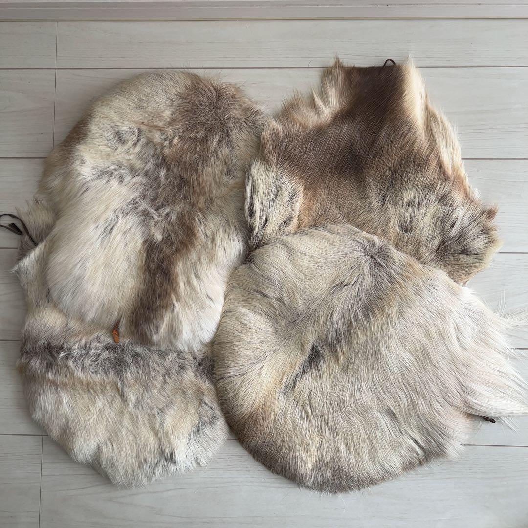 ハナ※トナカイラグ4枚セットリアルファー毛皮座布団ラグシートパッド