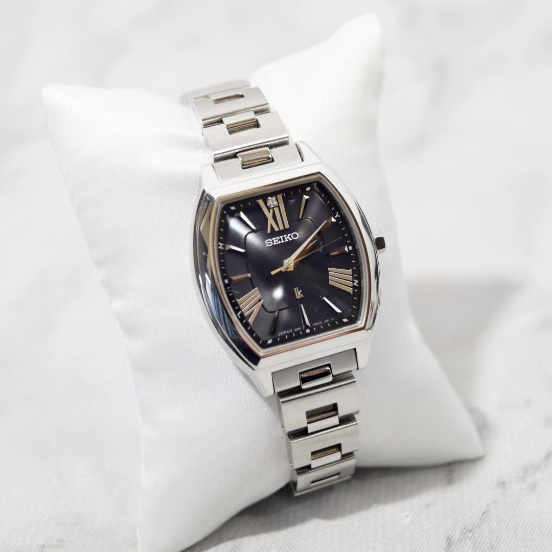 [美品 箱付] SEIKO セイコー ルキア レディース 電波ソーラー 黒/銀