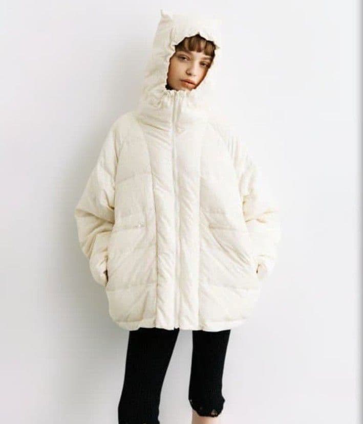 wcj 【撥水】猫耳ダウンジャケット　ホワイト　新作