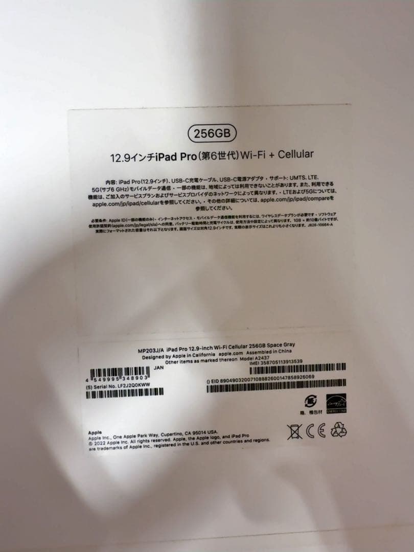 iPad Pro 第6世代 256GB Wi-Fiモデル+cellular