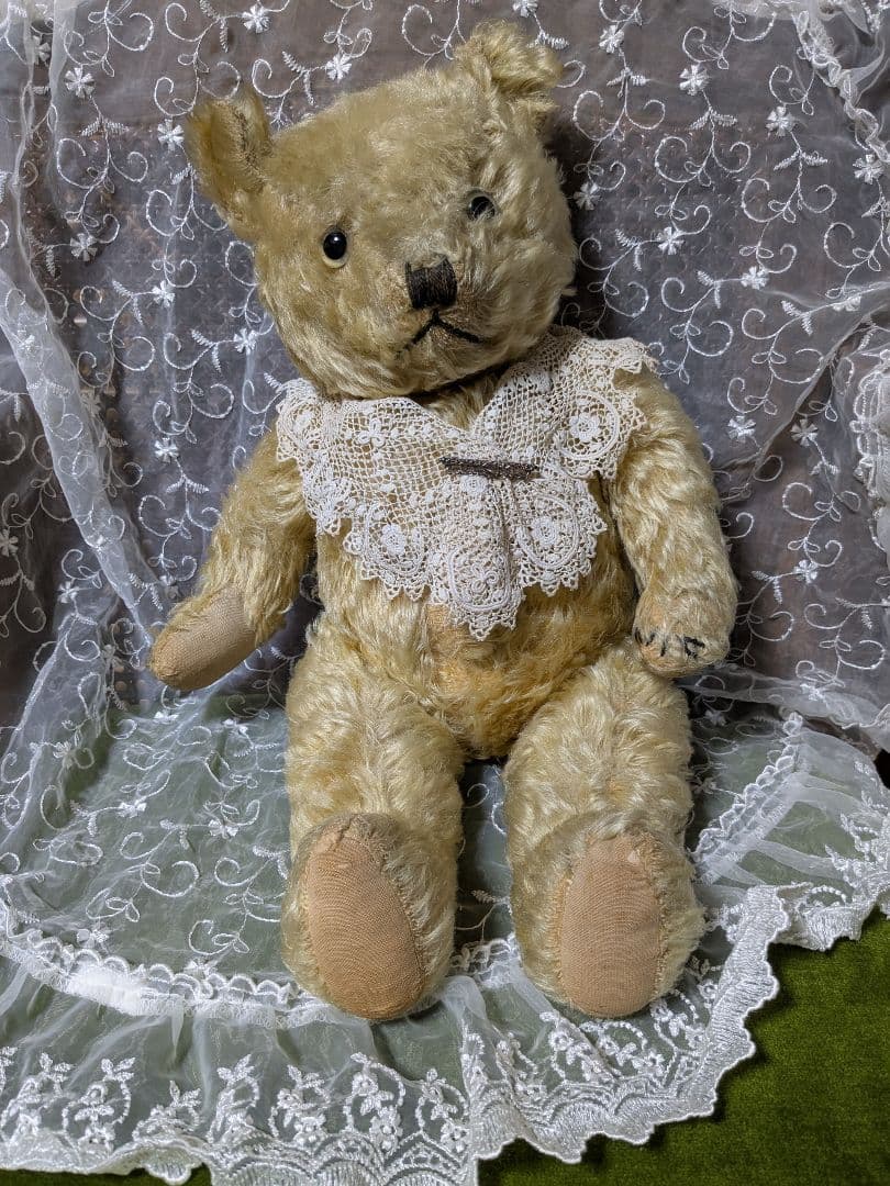 ヴィンテージ テディベア レース襟付き