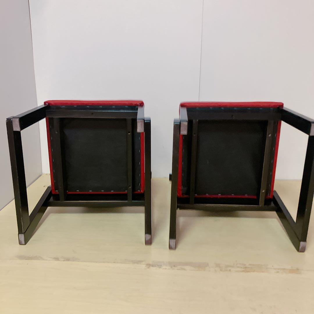 高座椅子　2脚セット　座面ビニール　ダイニングチェア　座敷椅子　座椅子