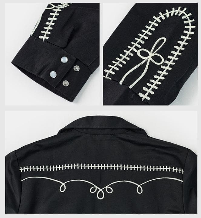 ボレロ 　ウエスタン ジャケット　M　黒　ブラック　刺繍　ジョニーデップ　衣装