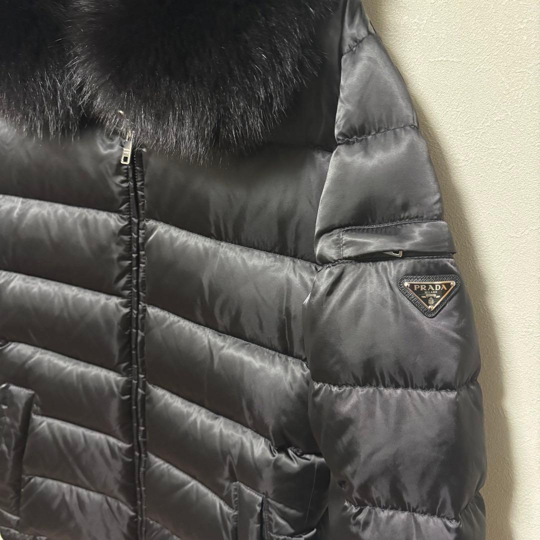 PRADA プラダ ブラックファー ダウンジャケット 40 レディース 正規品