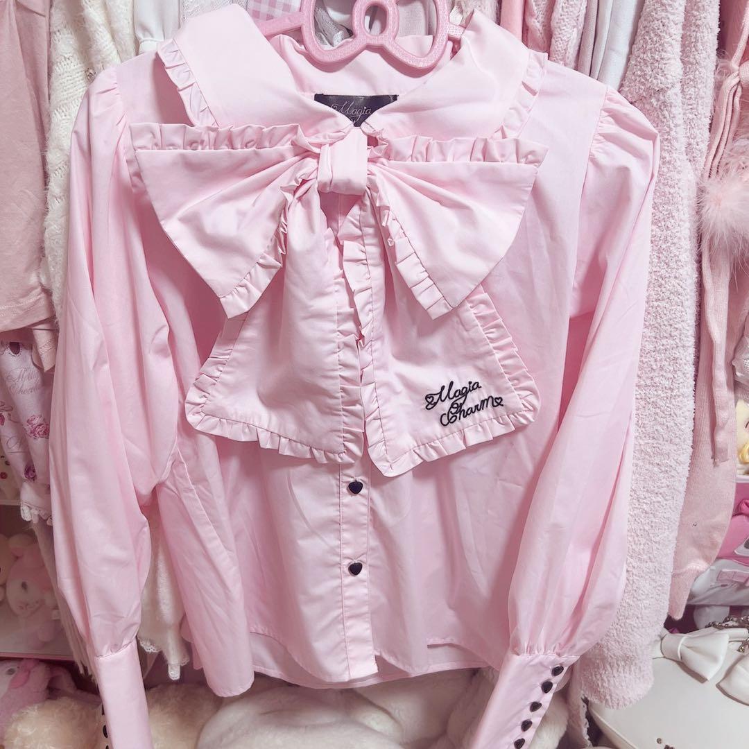 Magia charm マギアチャーム ビッグ リボン ブラウス ピンク