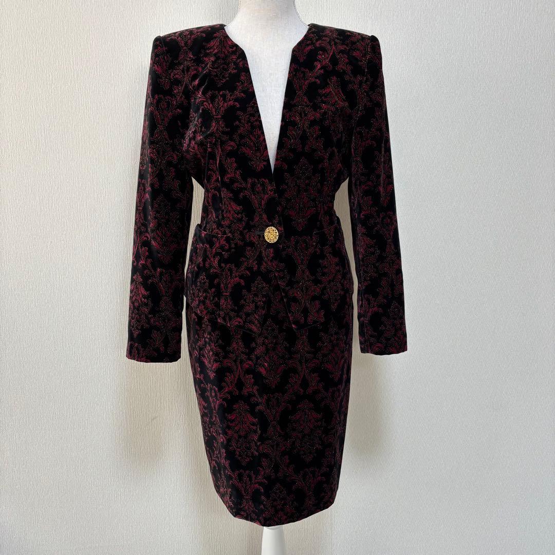 ヴィンテージ J&R 高級 ゴージャス 華美 ダマスク柄 バブリースーツ 日本製