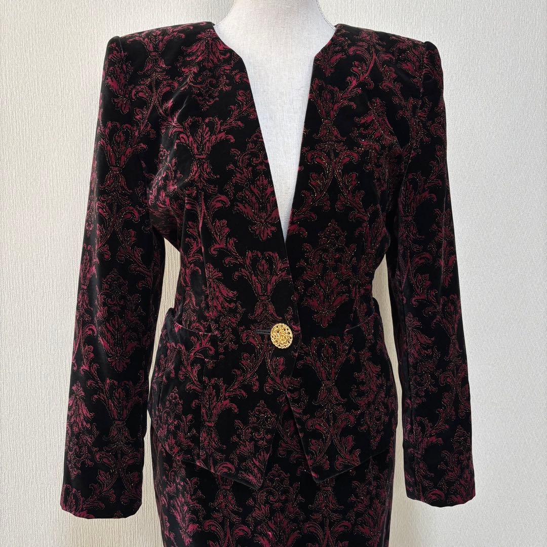 ヴィンテージ J&R 高級 ゴージャス 華美 ダマスク柄 バブリースーツ 日本製