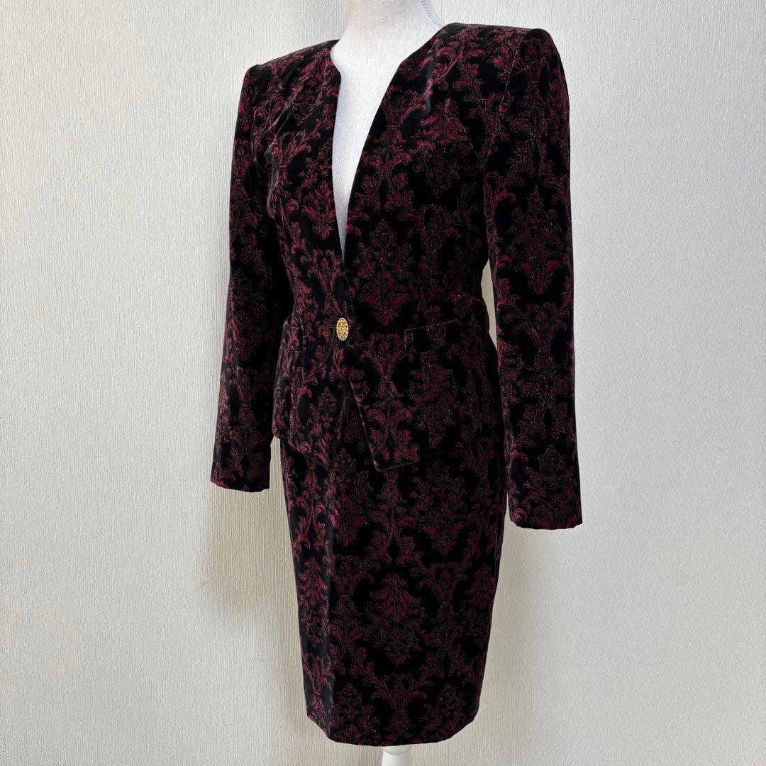 ヴィンテージ J&R 高級 ゴージャス 華美 ダマスク柄 バブリースーツ 日本製