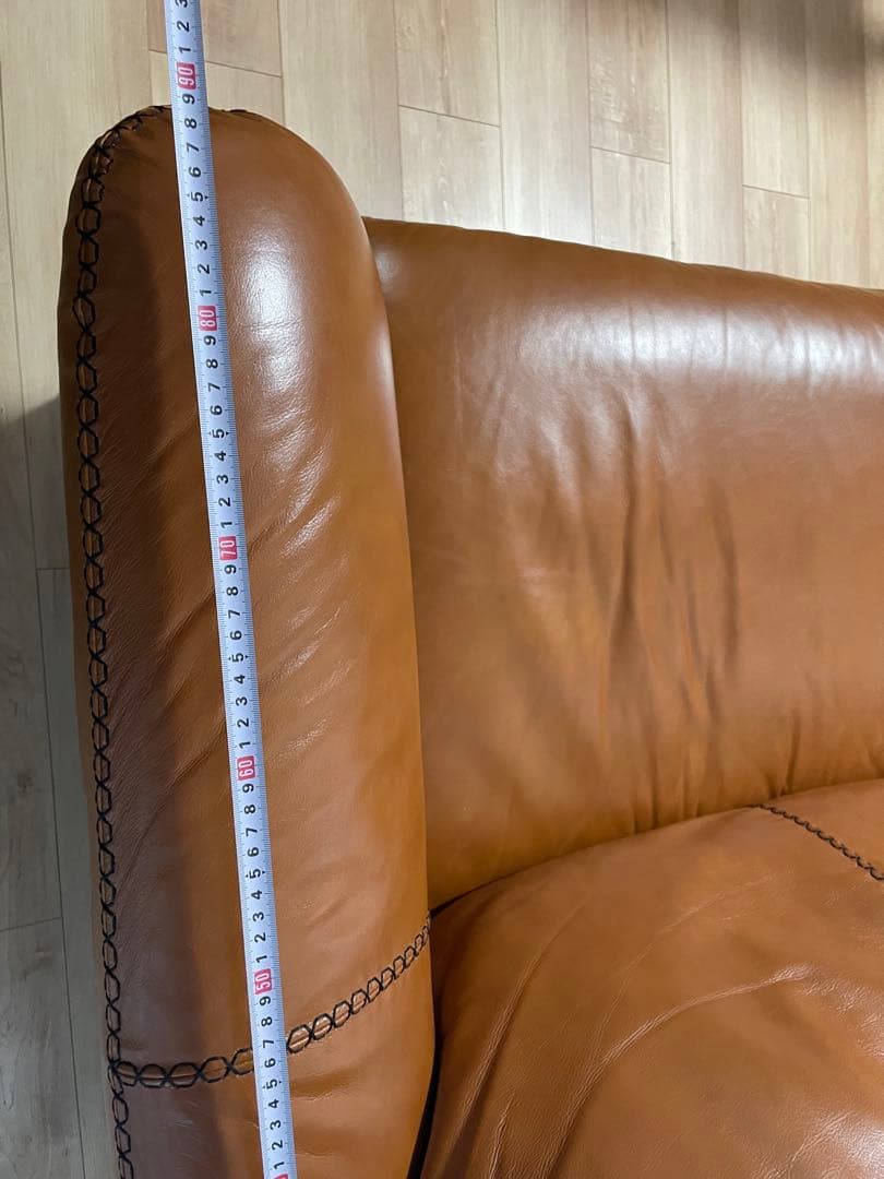 美品　ブラウン本革レザーソファ 約200cm