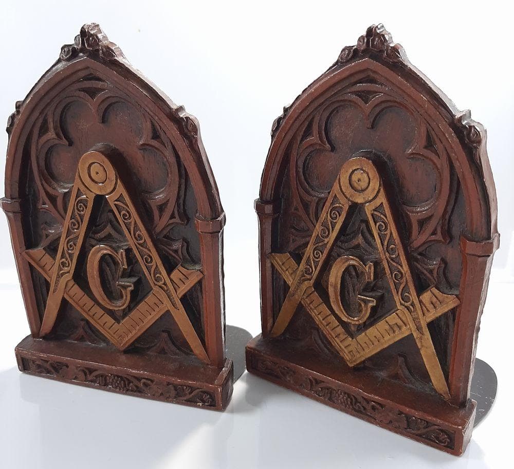 ビンテージ フリーメイソン アンティーク ブックエンド 本立て