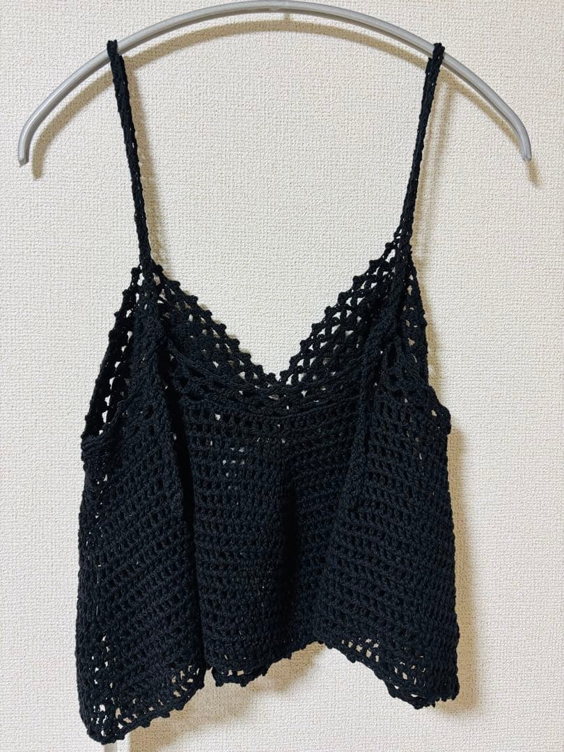 クロシェニットキャミソール / ブラック / フリー