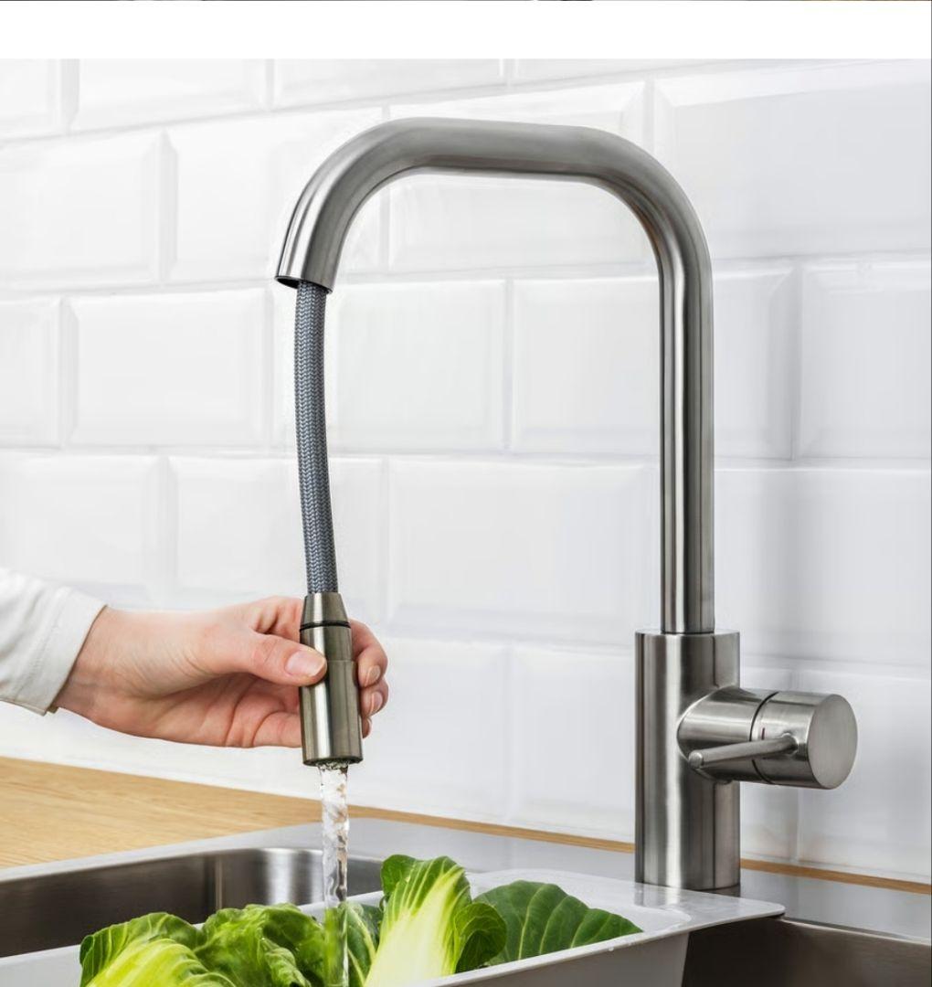 IKEA キッチン混合栓 ホース引き出し式, ステンレスカラー