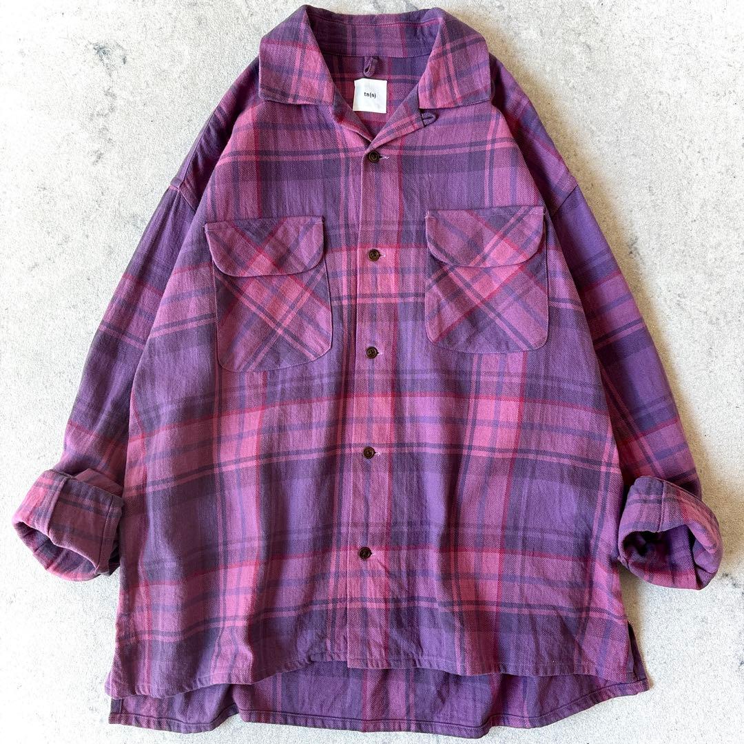 美品 ts(s) 3→L コットン チェック 開襟 ボードシャツ ネペンテス関連