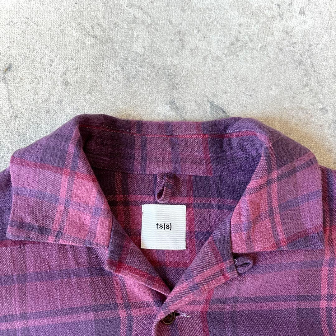 美品 ts(s) 3→L コットン チェック 開襟 ボードシャツ ネペンテス関連