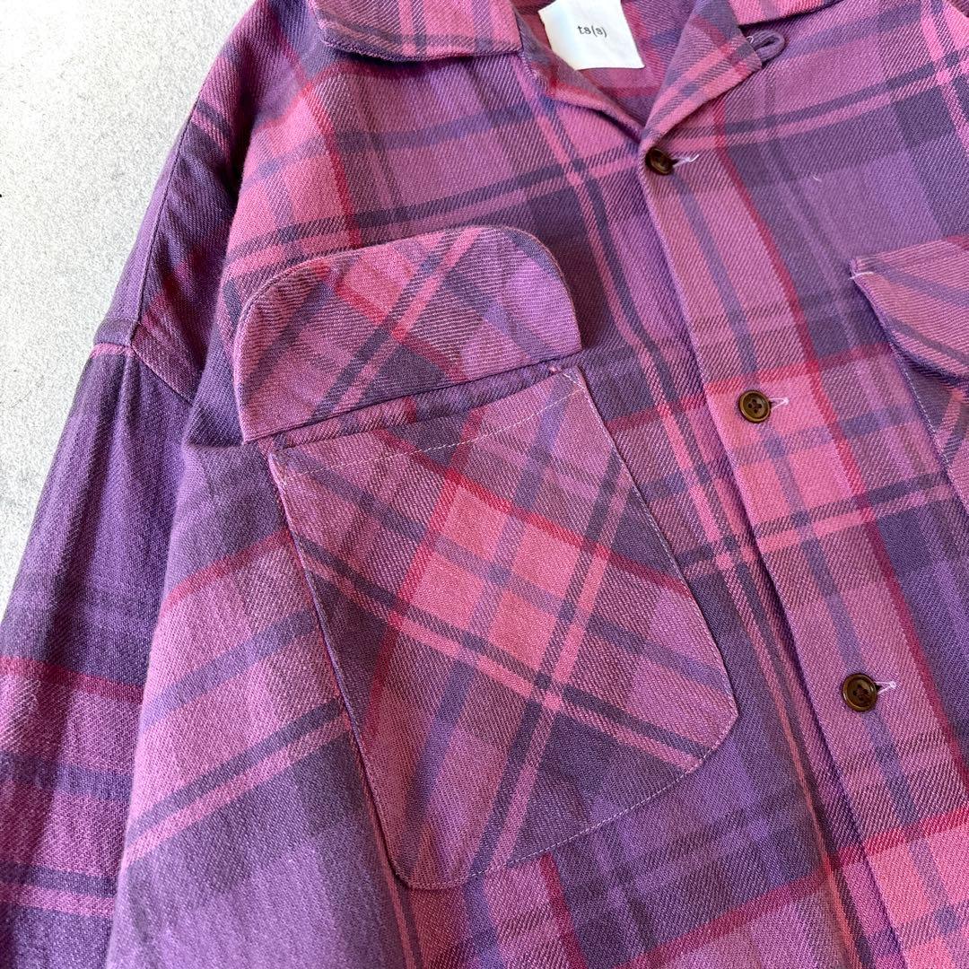 美品 ts(s) 3→L コットン チェック 開襟 ボードシャツ ネペンテス関連
