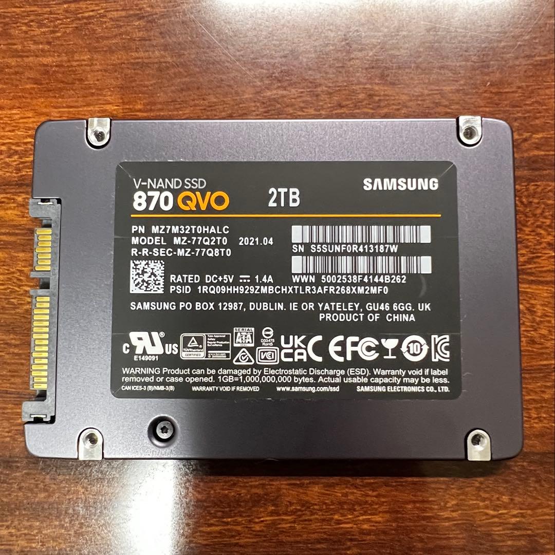 Samsung 870 QVO 2TB SATA 2.5内蔵 SSD