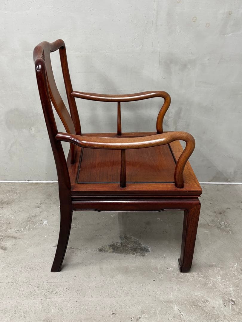 アンティーク 唐木 花梨 無垢材 肘付イス 古家具 アームチェア 木製