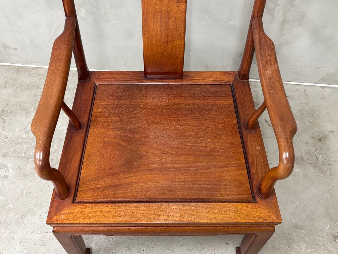 アンティーク 唐木 花梨 無垢材 肘付イス 古家具 アームチェア 木製