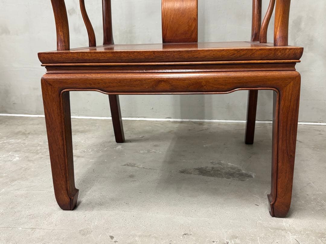 アンティーク 唐木 花梨 無垢材 肘付イス 古家具 アームチェア 木製