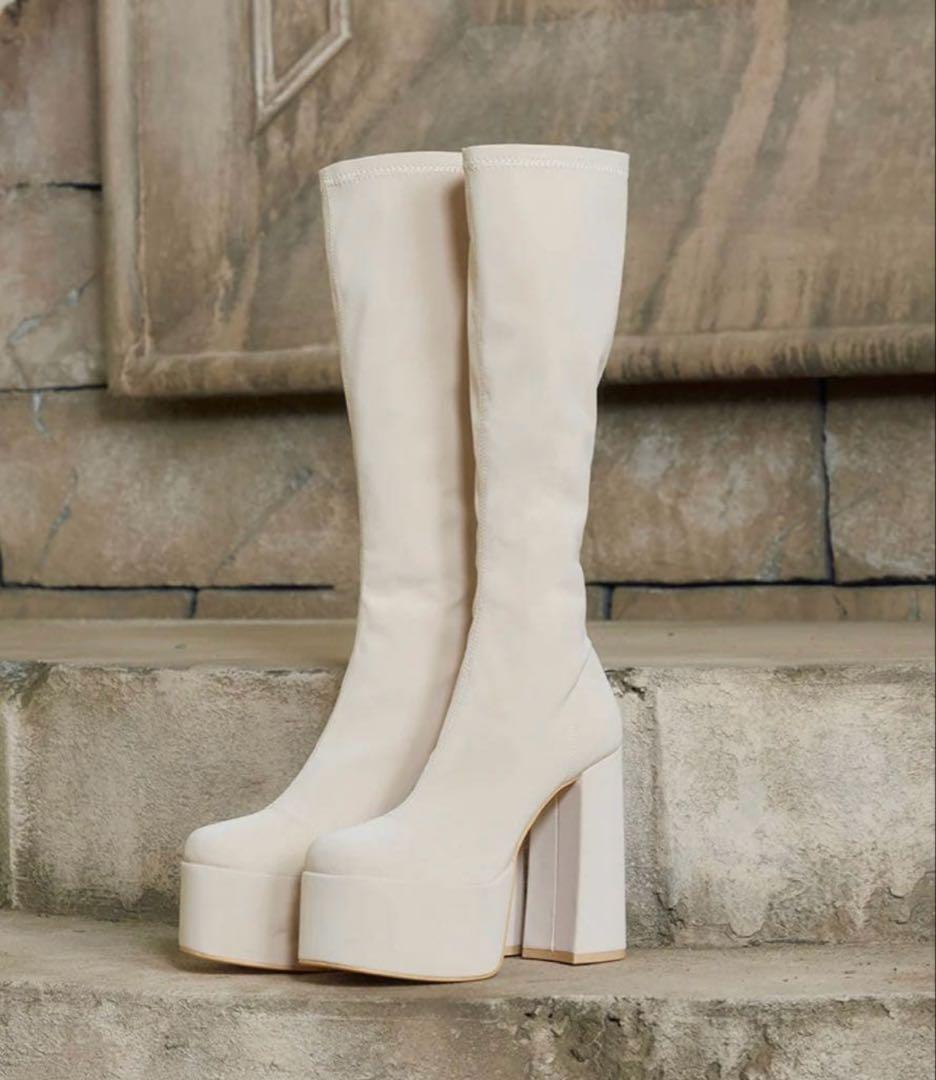 Darich ロングブーツ ストレッチブーツ ホワイトSサイズ