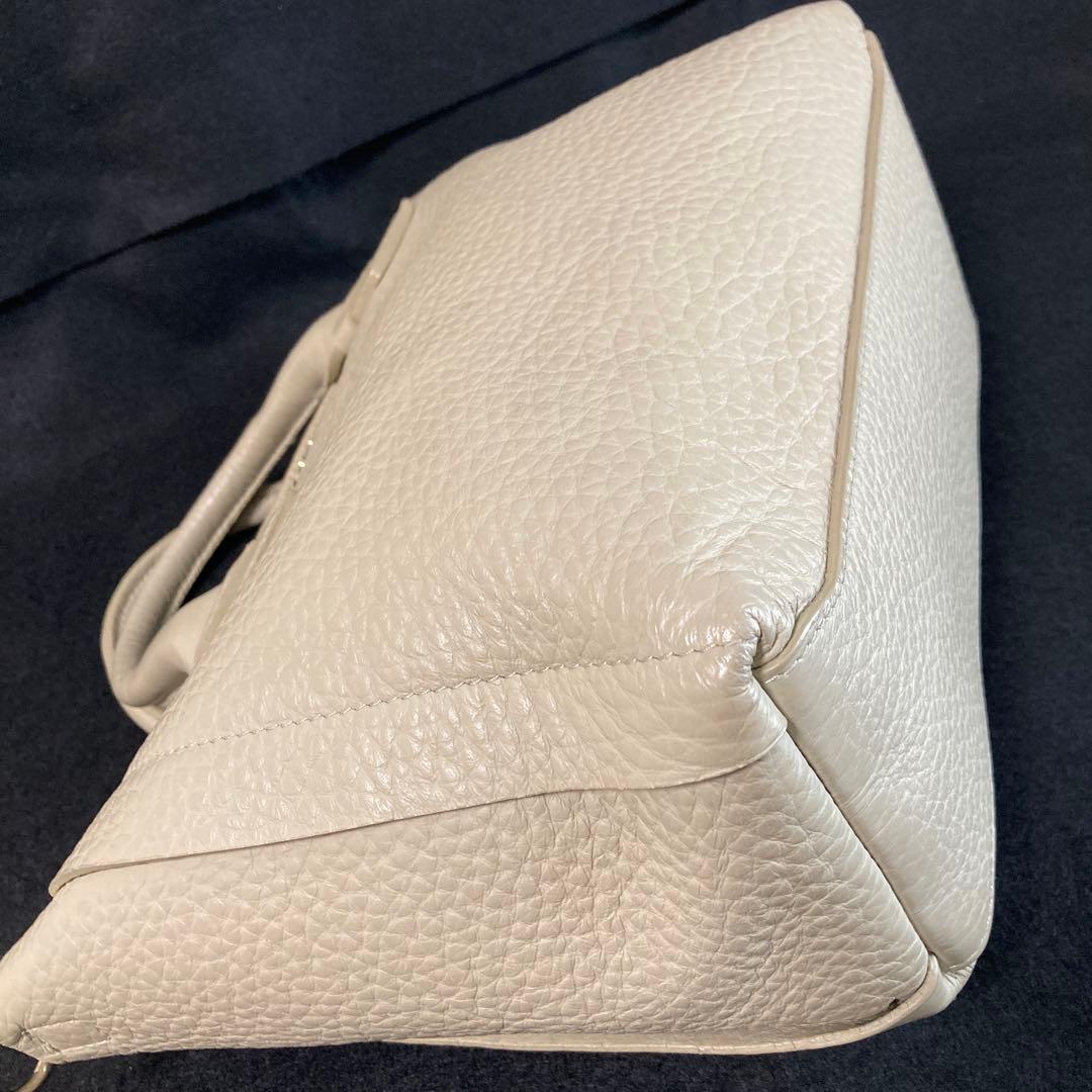 美品　フルラ　カプリッチョS 2wayバッグ　シボ革　グレージュ　イタリア製