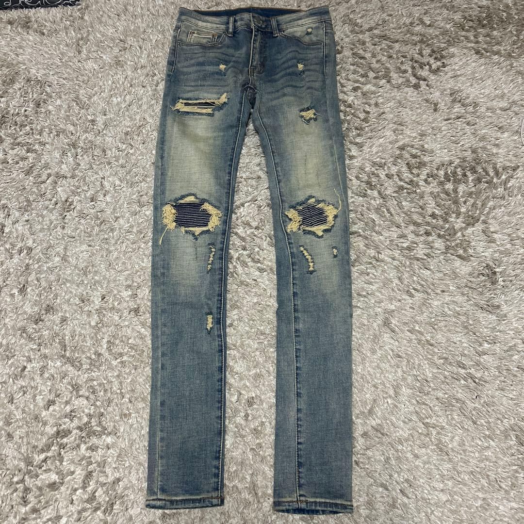 mnmlスキニーダメージパンツ 28