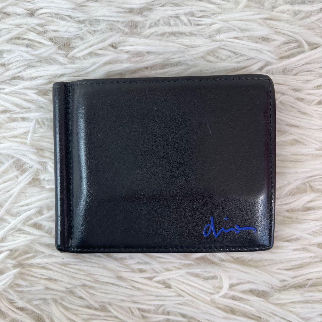 希少/美品✨DIOR HOMME マネークリップ オールレザー ロゴ刻印 黒